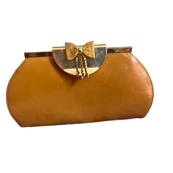 Sacco 1823 Italian Leather Bag With Swarovski Crystal, Tan - Picture 6 of 16